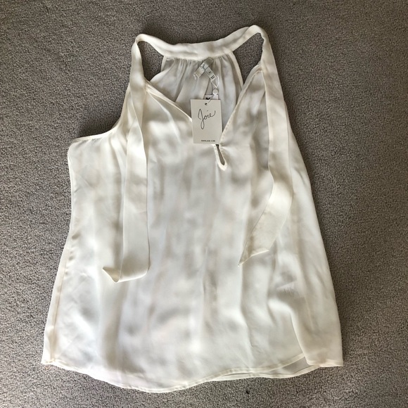 NWT Joie - White Silk Top with Tie - Picture 4 of 7